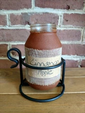 Table Jar Candle Holder - Amish made black wrought iron sturdy handcrafted metal