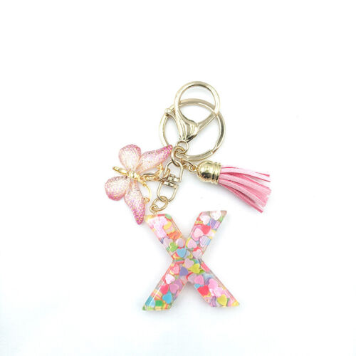 A To Z Letter Keychain 26 Initials Alphabet Butterfly vendre Pink Tassel Keyrings Gifts