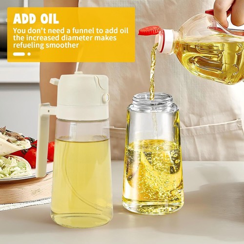 2-in-1 Olive Oil Sprayer & Dispenser - 16oz/470ml Glass Kitchen Bottle with Spra - Picture 5 of 7