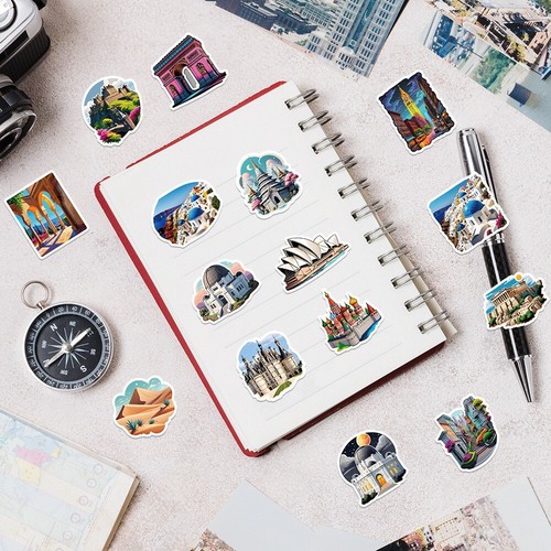 50pc Waterproof Stickers Iconic Landmarks Travel Trip Vacation Luggage Phone Car - Picture 8 of 9
