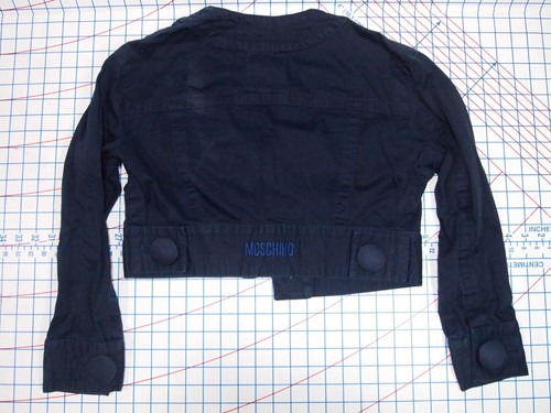 Moschino Jeans Damen Vintage marineblau kurze Jacke US XS buchstabieren besticktes Logo - Bild 10 von 11