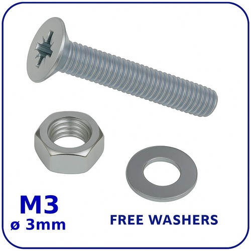 BOLTS AND NUTS M3 M4 M5 M6 M8 MACHINE SCREWS COUNTERSUNK ZINC PLATED FREE WASHER - Picture 17 of 108