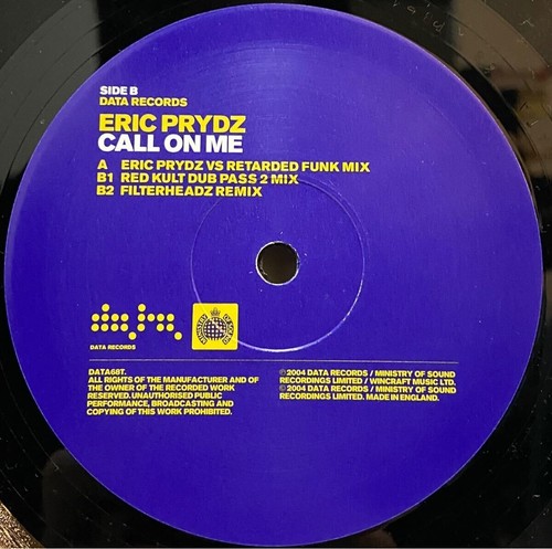 Eric Prydz Call On Me EP Vinyl 2004 UK Data Records DATA68T Eric Prydz Red Kult - Picture 4 of 4