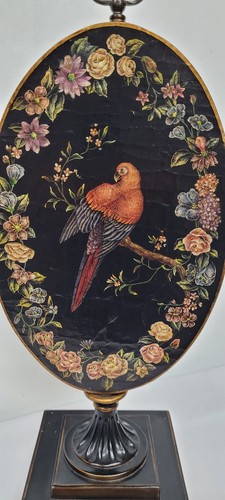 Tapiz vintage arte loro madera oblonga mesa decoración Maitland-Smith manto - Imagen 4 de 9