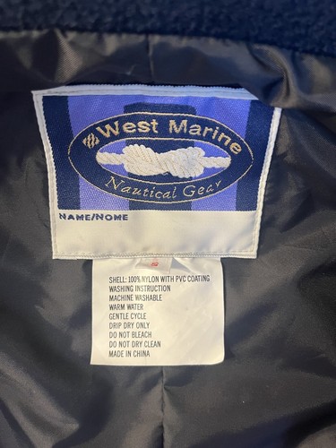 WEST MARINE PVC Nylon Jacket Coat Nautical Fishing Water Gear Hood Mens Small - Picture 9 of 17