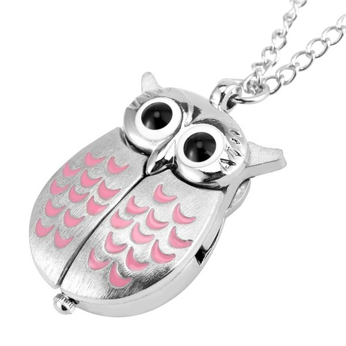 Süße Silber Nachteule Quarz Taschenuhr Halskette Anhänger Geschenk für Kinder Frauen - Bild 11 von 14