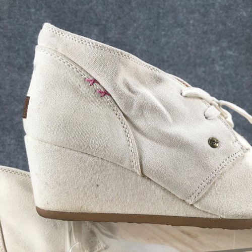 Mad Paw Ankle Boots Womens 11 Beige Lace Up Wedge Heel Casual Comfort Canvas - Picture 7 of 20