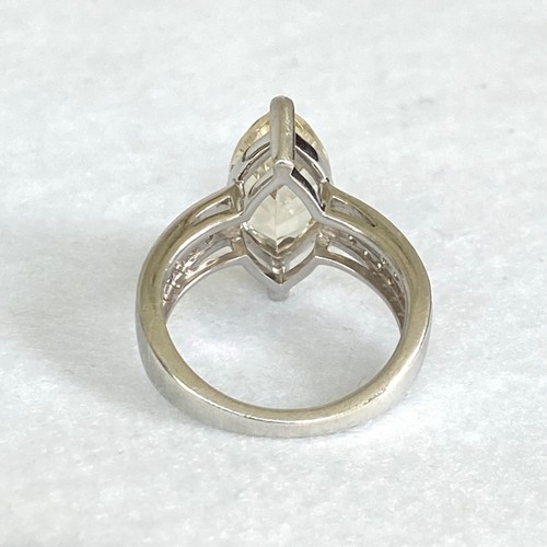 Sterling Silver 925 BBJ Marquise Faceted Yellow CZ & Clear Spinel Accent Ring - Picture 7 of 23