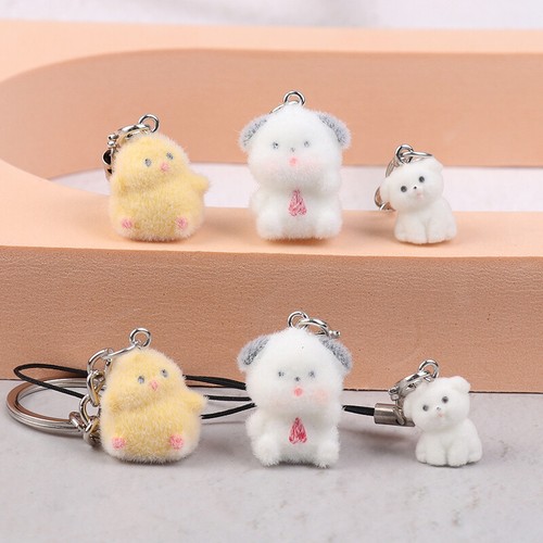 Flocked Puppy Keychain Chick Dog Phone Pendant Earphone Case Lanyard Bag Dec`qi - Picture 12 of 18