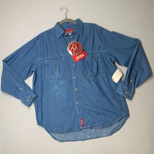 Marlboro Country Store Herren Shirt S blau Denim Chambray Vintage geknöpft Tasche* - Bild 2 von 14