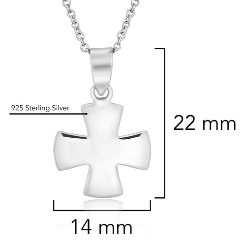 Pequeño collar simple de plata de ley pulida con cruz griega - Imagen 3 de 7