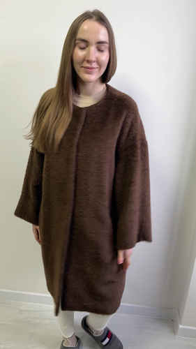 Women's MAX MARA Alpaca Wool Long Coat Overcoat Oversized RARE Brown US10 UK12 M - Video 1 of 1
