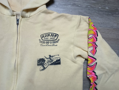 トップス 90s RON JON Full Zip Hoodie Ron Jon Surf Shop Mens Full Zip Sweatshirt Small Dark Navy