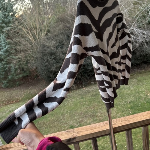 Melrose and Market Kids Black Raven Ivory Zebra Animal Print Sweater XL 14/16 - Picture 9 of 24