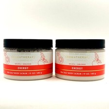 2 Bath  Body Works Aromatherapy ENERGY Guava  Orange Sea Salt Body Scrub 17 oz