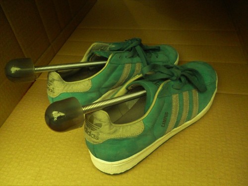 VINTAGE ADIDAS CAMPUS TRAINERS UK SIZE 8 , JADE , IN A GOODISH COND - Picture 2 of 11