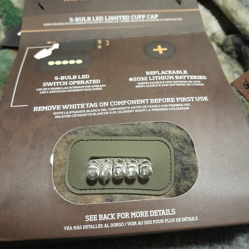 Hot Shot Trophy Gear Camo 5-bulb Led Lighted Cuff Cap w/2032 Battery-New & Warm! - Picture 4 of 6