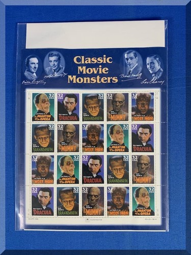 SELLOS DE COLECCIÓN USPS 32¢ CLÁSICOS MONSTRUOS DE PELÍCULA EMITIDOS 1996 - ENVÍO GRATUITO - Imagen 4 de 4