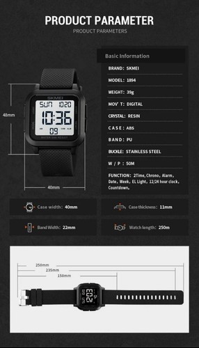 * Herren Sport Uhren Militär Outdoor LED Kalender Armbanduhr Digital - Bild 5 von 9