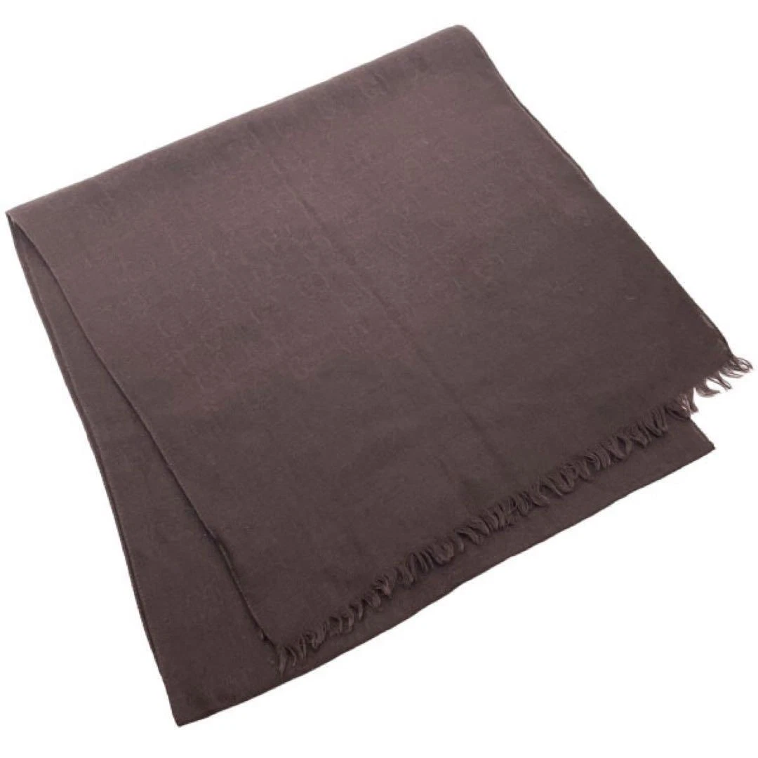 Châle Gucci GG motif laine soie marron foncé 17 x 69 pouces sans franges