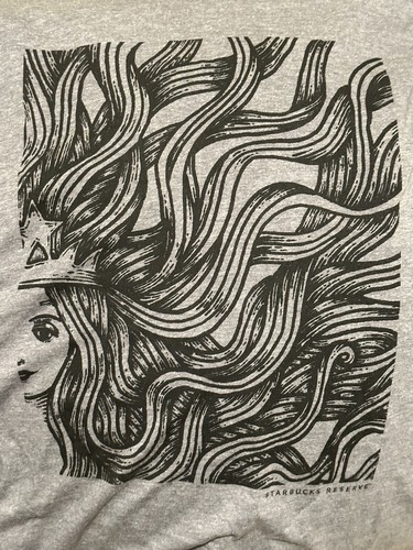 Starbucks Reserve Siren Mermaid Hair LARGE L Gray NWT T-Shirt Tee Tshirt New!! - Bild 1 von 6