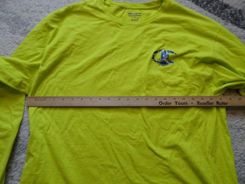 Camisa ajustada de algodón manga larga Champion XL amarilla con logotipo deletreado para hombre usada en excelente estado - Imagen 8 de 16