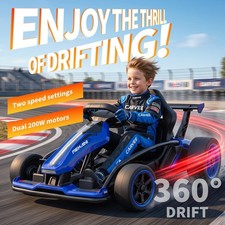 24V Kids Electric Go Kart Ride On Car with 8 MPH Speed Dual 200W Motors 9Ah