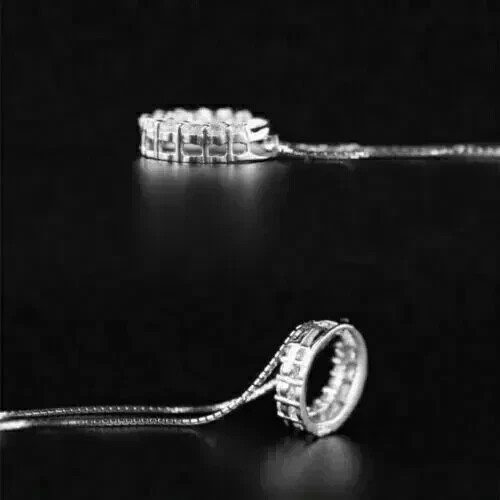 1.00Ct Round Cut Moissanite Women's Circle Pendant 14K White Gold Plated - Bild 6 von 7