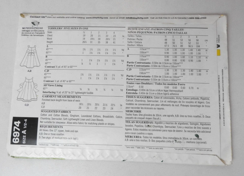 New Look 6974 sewing pattern Girls Summer Dress with layers or godets 6m-4y NEW - Image 2 of 2