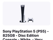 Sony PlayStation 5 PS5 825GB Disc/Blu-Ray Console White 4K UHD Region Free