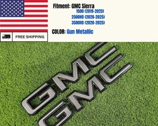 Fit for 2019-2025 GMC Sierra 1500 2500HD 3500HD Front Rear Emblem Metallic Grey