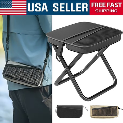 #ad 2 in 1 Foldable Backpack Stool Portable Large Outdoor Camping Folding Seat Chair $14.02