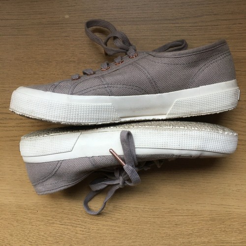 Women’s Superga Trainers Taupe Brown Canvas Sneakers Low Top Lace Up UK 5 EU 38 - Picture 2 of 11