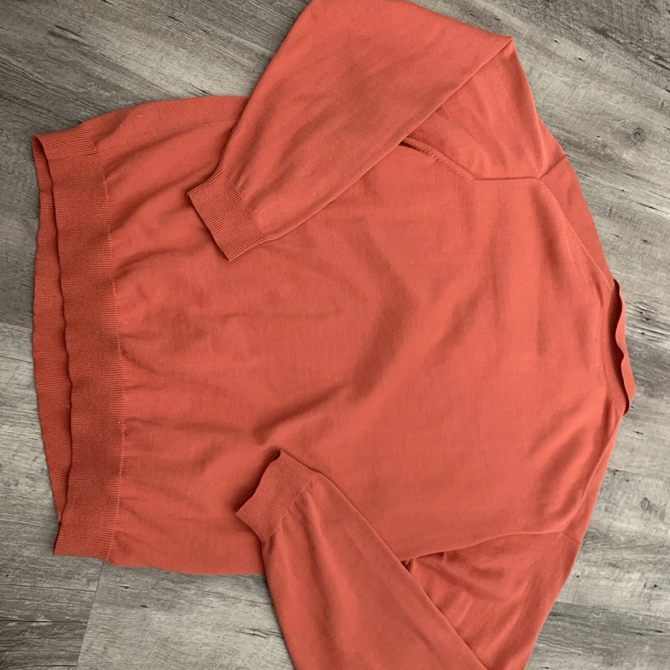 Suéter LL Bean Para Hombres Grande Tejido Salmón Pullover Cuello Polo Mezcla Algodón Ligero Foto 4 de 4