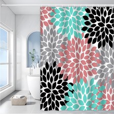 Floral Shower Curtain with Colorful Leaves Design