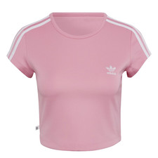 Adidas Adicolor Classics Crop 3-STRIPES T-shirt Pink UK Sz 8 BNWT