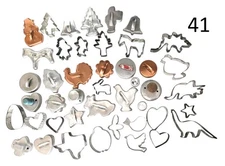 41 Vintage ALUMINUM, COPPER & TIN COOKIE CUTTERS Girl Scout Trefoil Dinosaurs