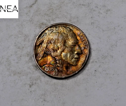 1936 Buffalo Nickel ~ Extra Fine XF/EF (rainbow toned) ~ ZB115