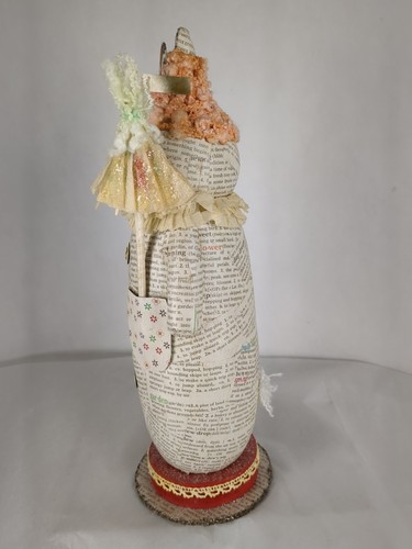 Newspaper Wrapped Easter Bunny Rabbit Figurine 11" Decoupage Spring Decor - Picture 6 of 7