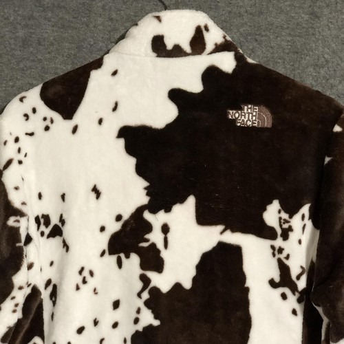 North Face Jacket Womens XL Brown White Cow Print Summit Series Fleece Full Zip - Picture 11 of 12