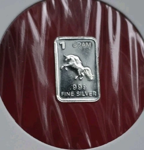 Unicorn 🦄 - 1 Gram .999 Fine Pure Silver Bullion Mini Square Bar Ingot Coin