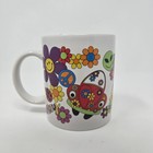 Retro 70s flower power ceramic coffee mug Betallic Peace Love Groovy