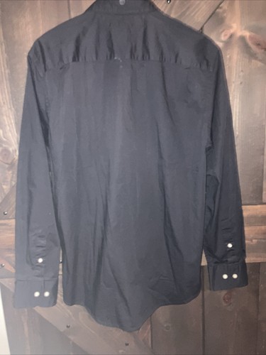Camicia Tommy Hilfiger nera personalizzata manica lunga elasticizzata uomo taglia XL nuova con etichette - Foto 4 di 4