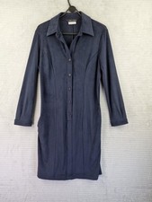 Cotswold Collections Womens Navy Collared Midi Dress Size 10 Pockets Longsleeve