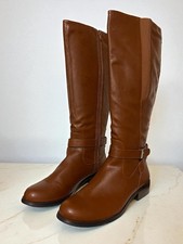 Alfani Jurissa Boots Women's Size 10 Shoes Tall Knee High Faux Leather Brown