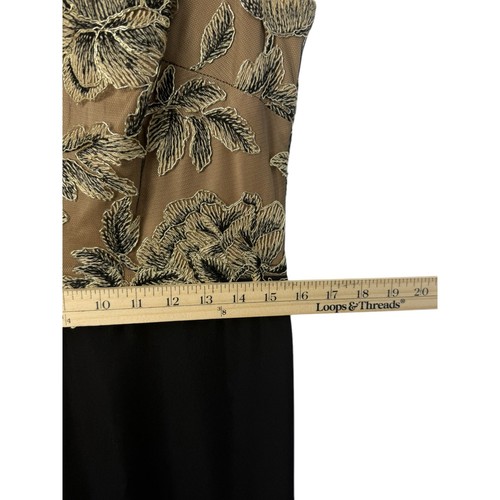 Tadashi Shoji Evening Gown Women 10 Black Gold Metallic Embroidered Formal - Picture 7 of 10