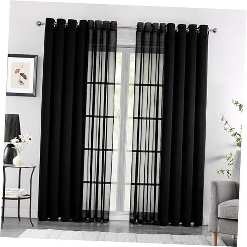  Schwarze Verdunkelungsvorhänge für Schlafzimmer 52" B x 63" L (4er Pack) Schwarz - Schwarz - Bild 1 von 7