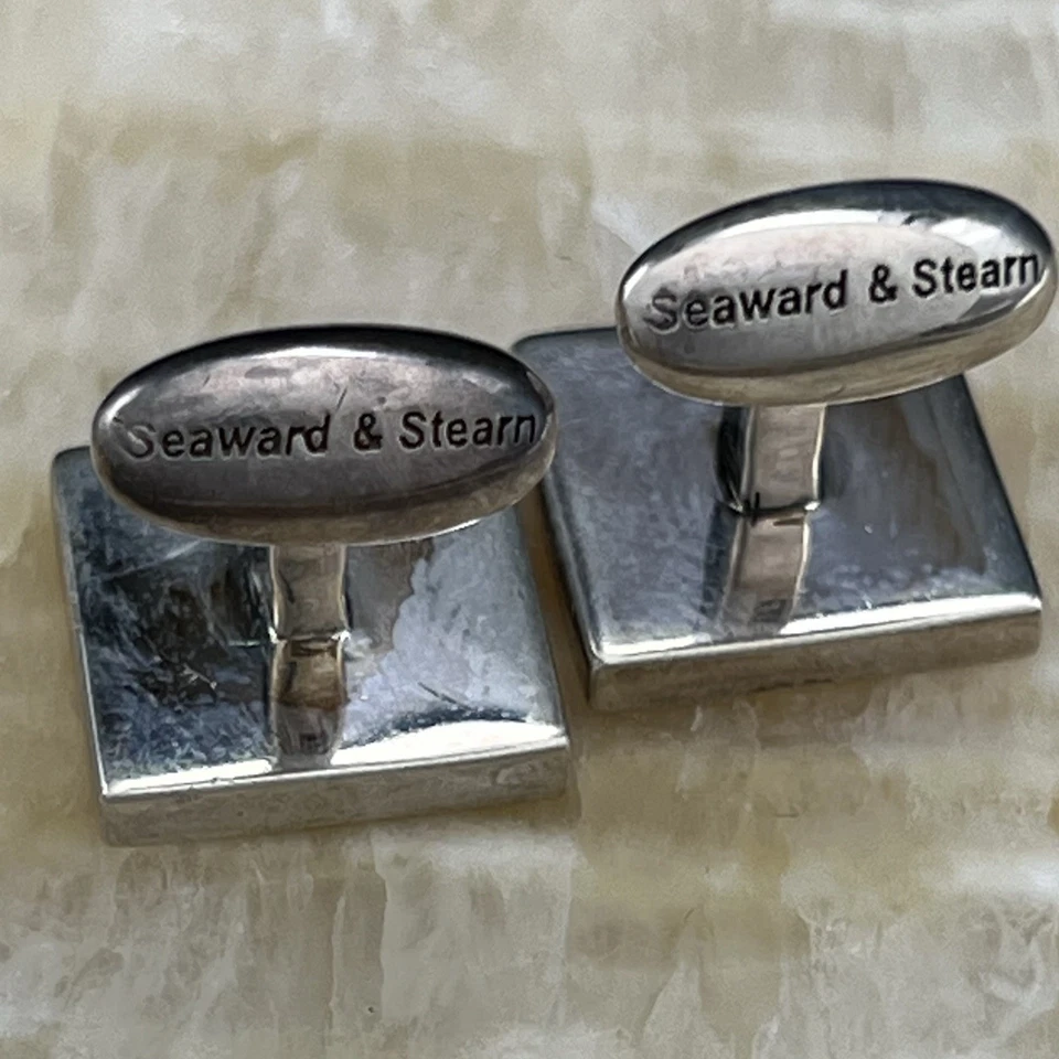 复古纯银 0.925 圆形 Seaward Stearn 红色珐琅袖扣 17.4 克 — 第 4/4 张图片