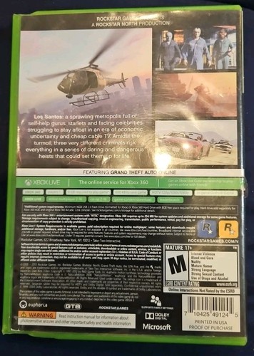 Grand Theft Auto V - Xbox 360. Obra de arte + Manual + Mapa. SIN JUEGO. DISCO FALTANTE - Imagen 2 de 4