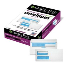 Quality Park 8-5/8 Double Window Security Tinted Check Envelopes with a Self